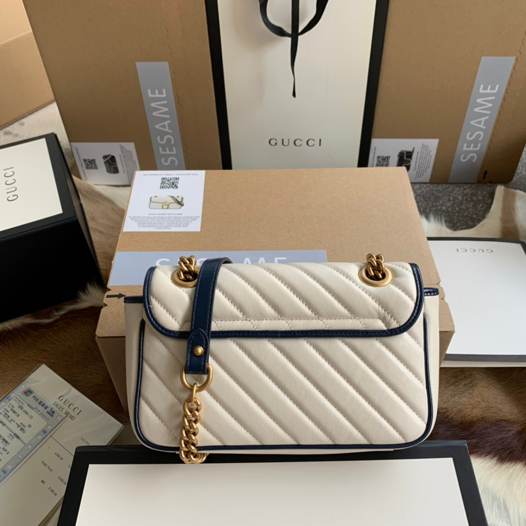 SAC À MAIN GG MARMONT 22 EN CUIR DE VEAU BLANC