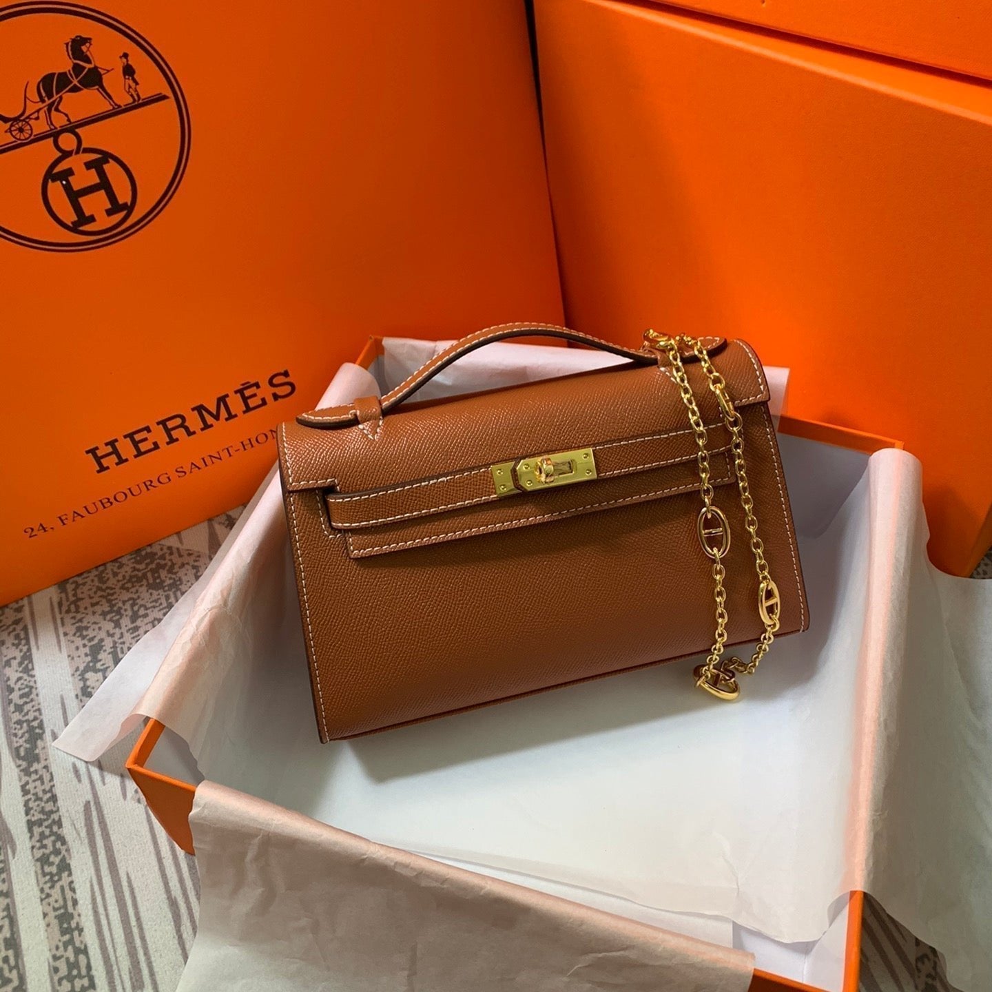 HM KELLY MINI POCHETTE 22 CIDRE EPSOM