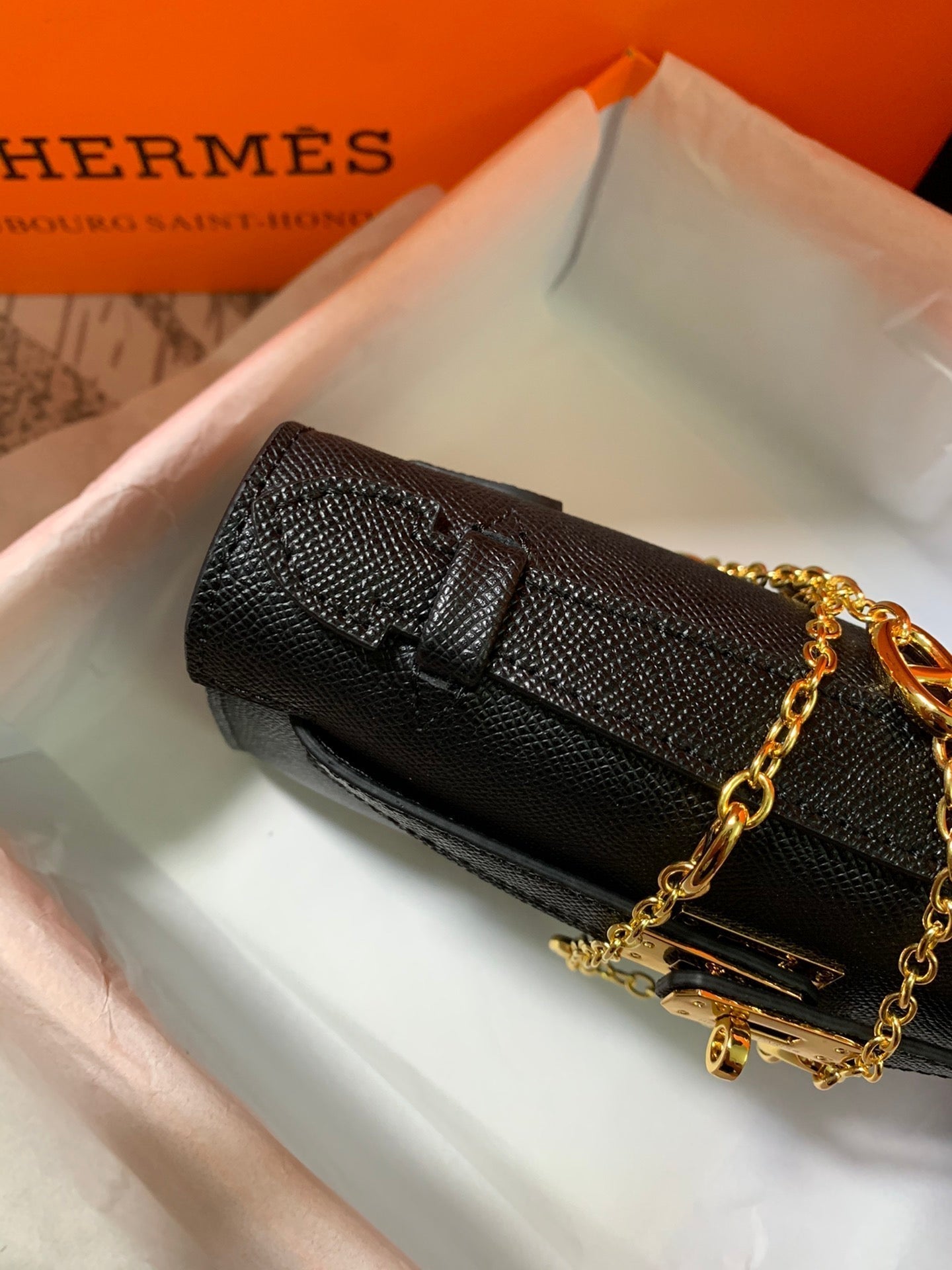 HM KELLY MINI POCHETTE 22 NOIR EPSOM