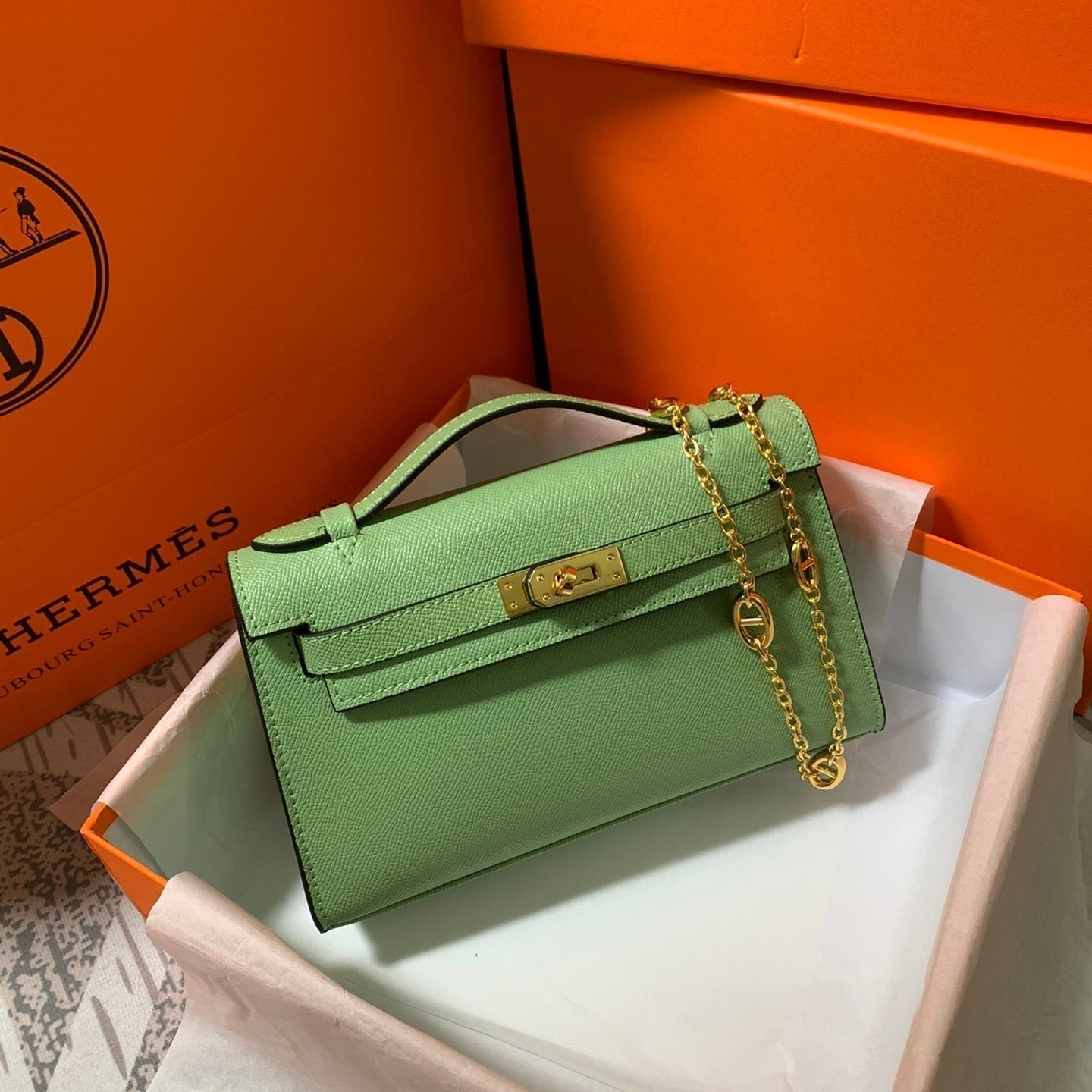 HM KELLY MINI POCHETTE 22 EPSOM VERT
