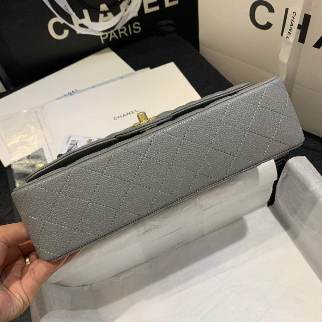 FLAP BAG MEDIUM 25 DARK GREY CAVIAR GHW