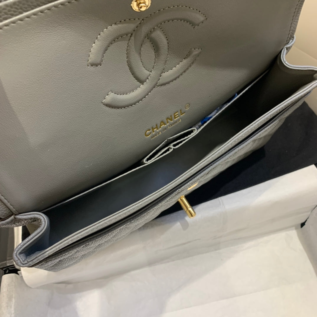 FLAP BAG MEDIUM 25 DARK GREY CAVIAR GHW