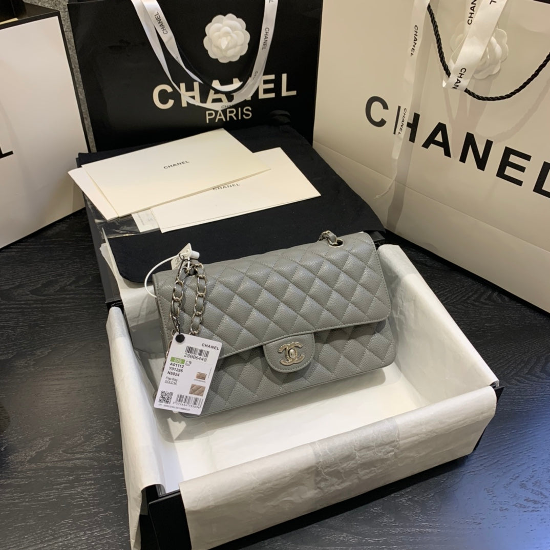 FLAP BAG MEDIUM 25 DARK GREY CAVIAR SHW
