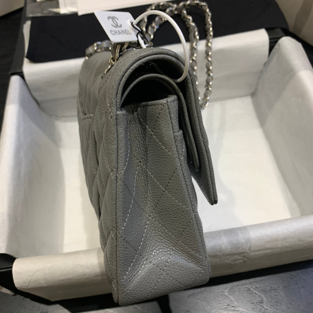 FLAP BAG MEDIUM 25 DARK GREY CAVIAR SHW