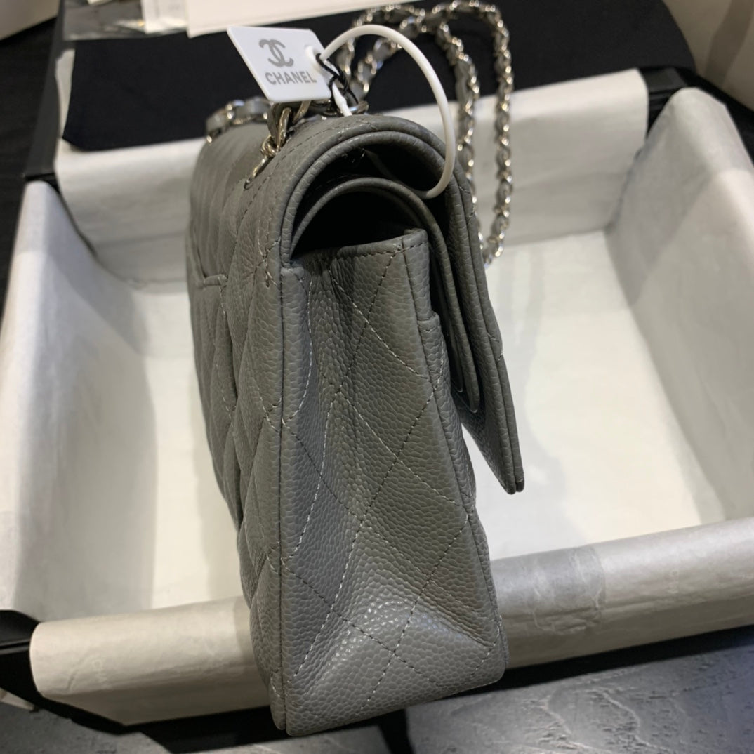 FLAP BAG MEDIUM 25 DARK GREY CAVIAR SHW
