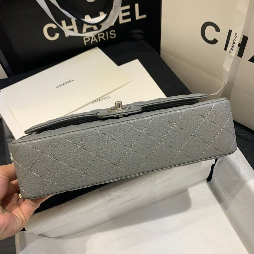 FLAP BAG MEDIUM 25 DARK GREY CAVIAR SHW