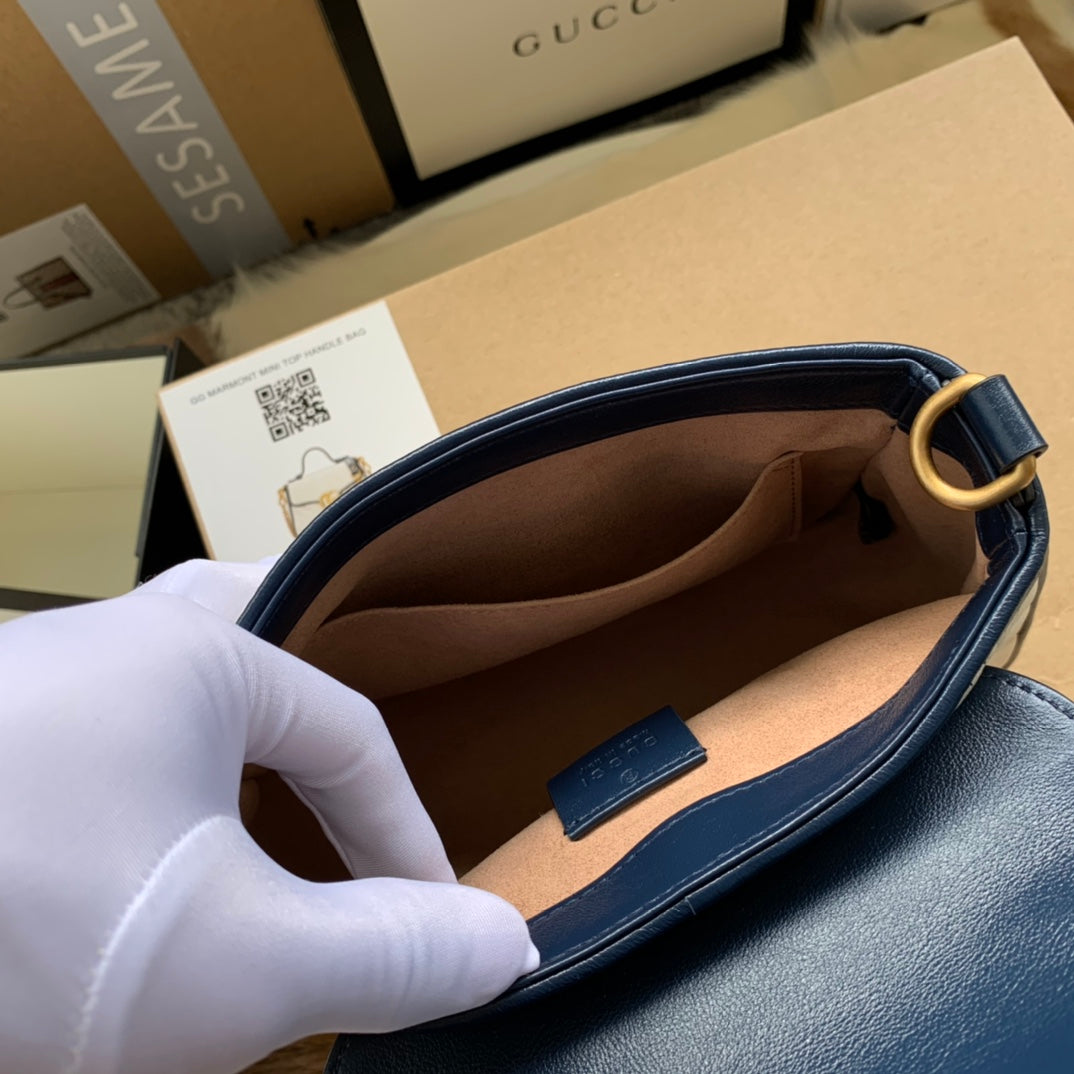 SAC À MAIN GG MARMONT MINI 21 EN CUIR DE VEAU BLANC
