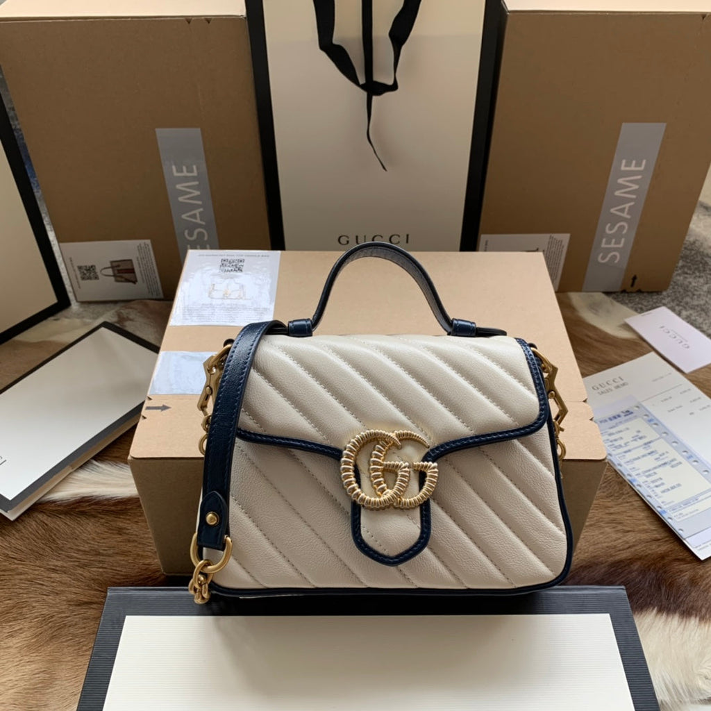 SAC À MAIN GG MARMONT MINI 21 EN CUIR DE VEAU BLANC