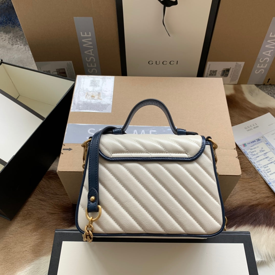 SAC À MAIN GG MARMONT MINI 21 EN CUIR DE VEAU BLANC