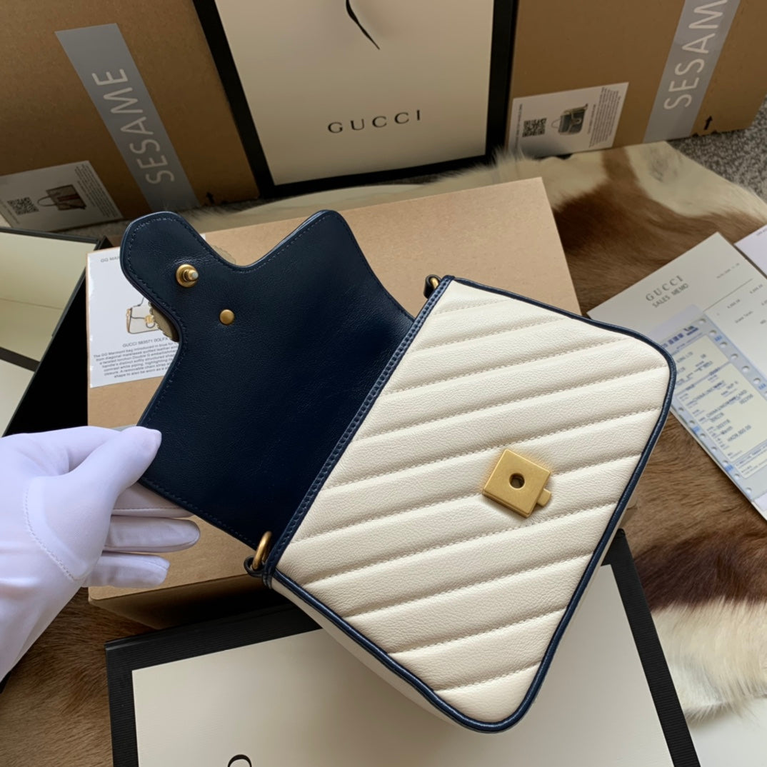 SAC À MAIN GG MARMONT MINI 21 EN CUIR DE VEAU BLANC