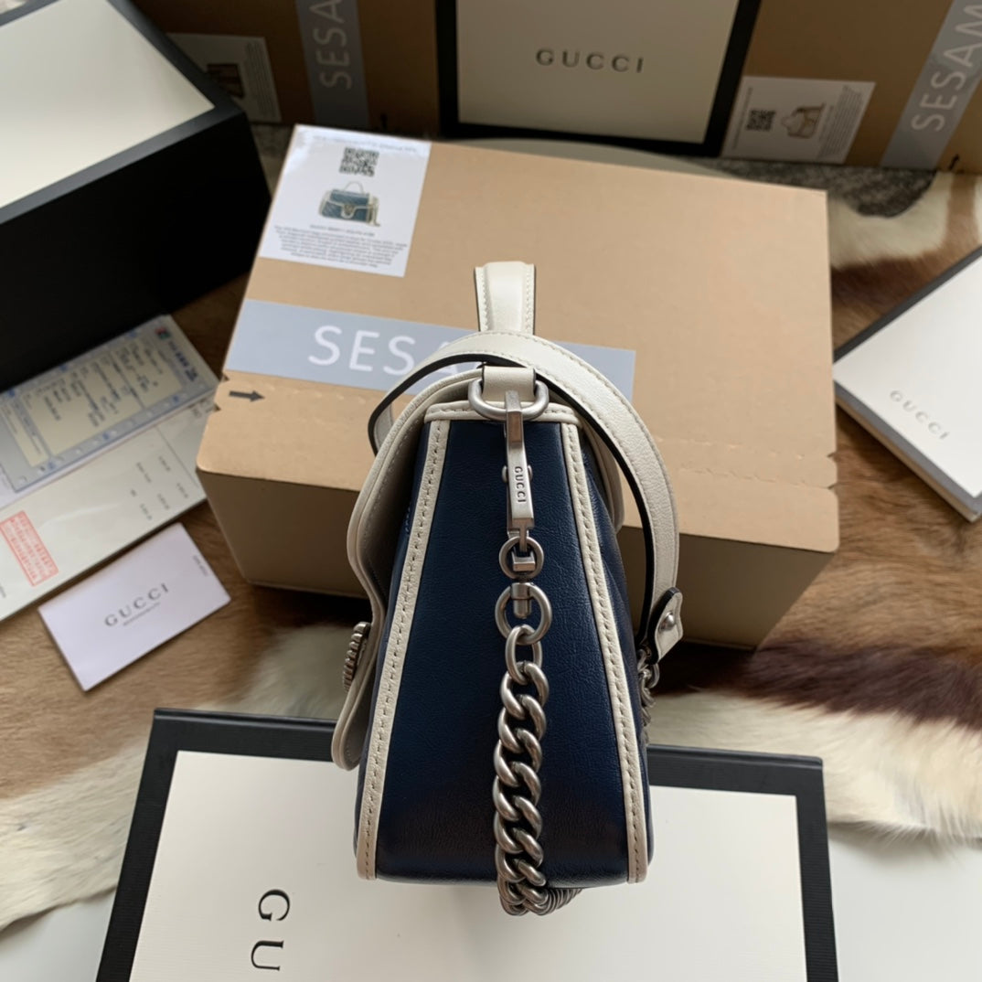 SAC À MAIN GG MARMONT MINI 21 EN CUIR DE VEAU BLEU NUIT