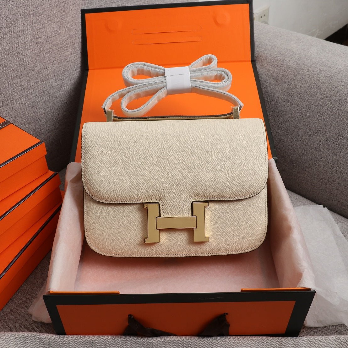SACS HM CONSTANCE 22 CRÈME EPSOM QUINCAILLERIE OR