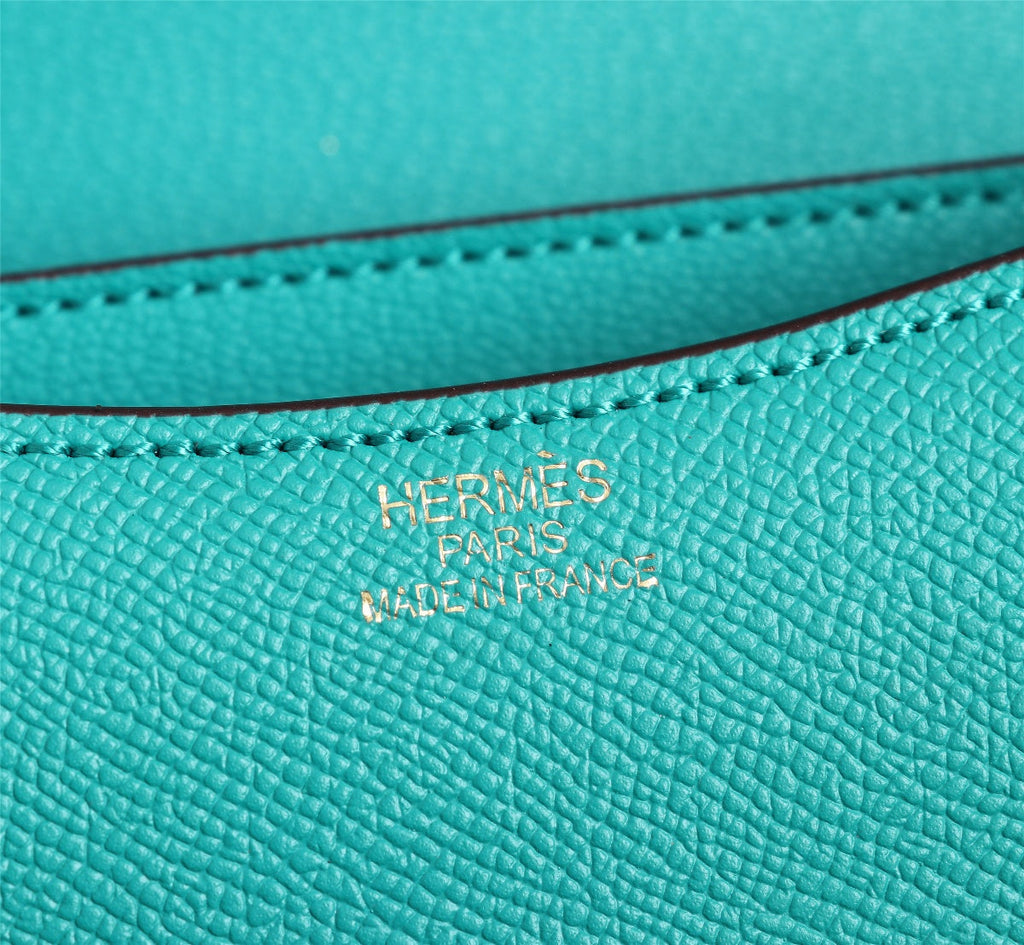SAC HM CONSTANCE 19 TURQUOISE EPSOM QUINCAILLERIE OR