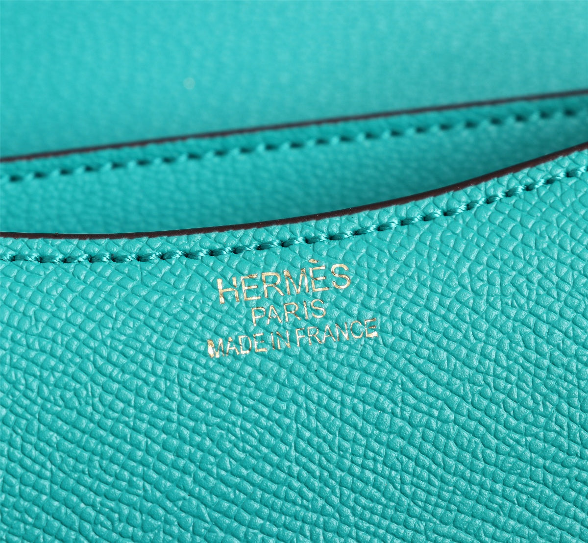 SAC HM CONSTANCE 19 TURQUOISE EPSOM QUINCAILLERIE OR