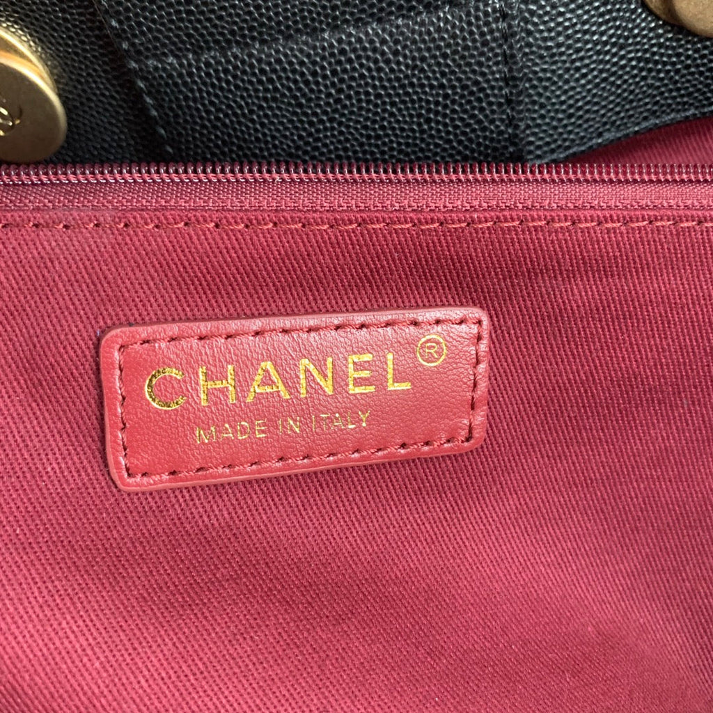 SAC CABAS CC 38 CM CUIR CAVIAR MATELASSÉ NOIR GHW