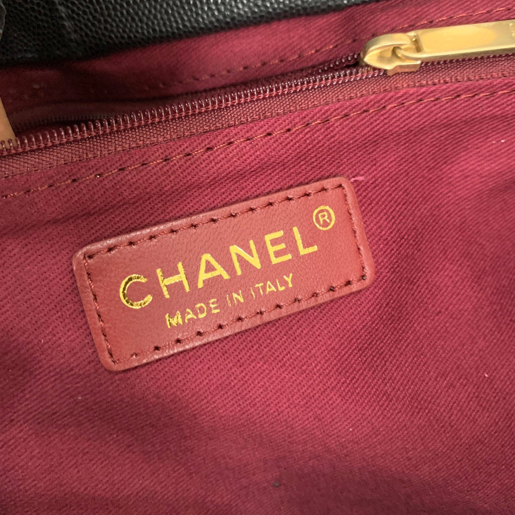 SAC CABAS CC 30 CM CUIR CAVIAR MATELASSÉ NOIR GHW