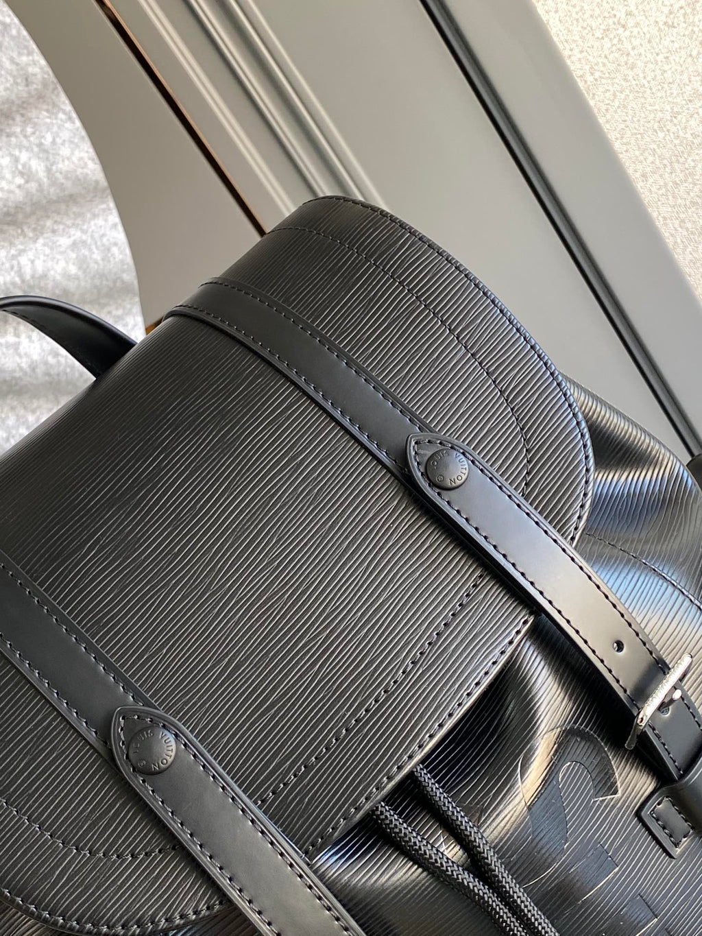 LV X SUPREME CHRISTOPHER SMALL BACKPACK 47 IN BLACK EPI CALFSKIN