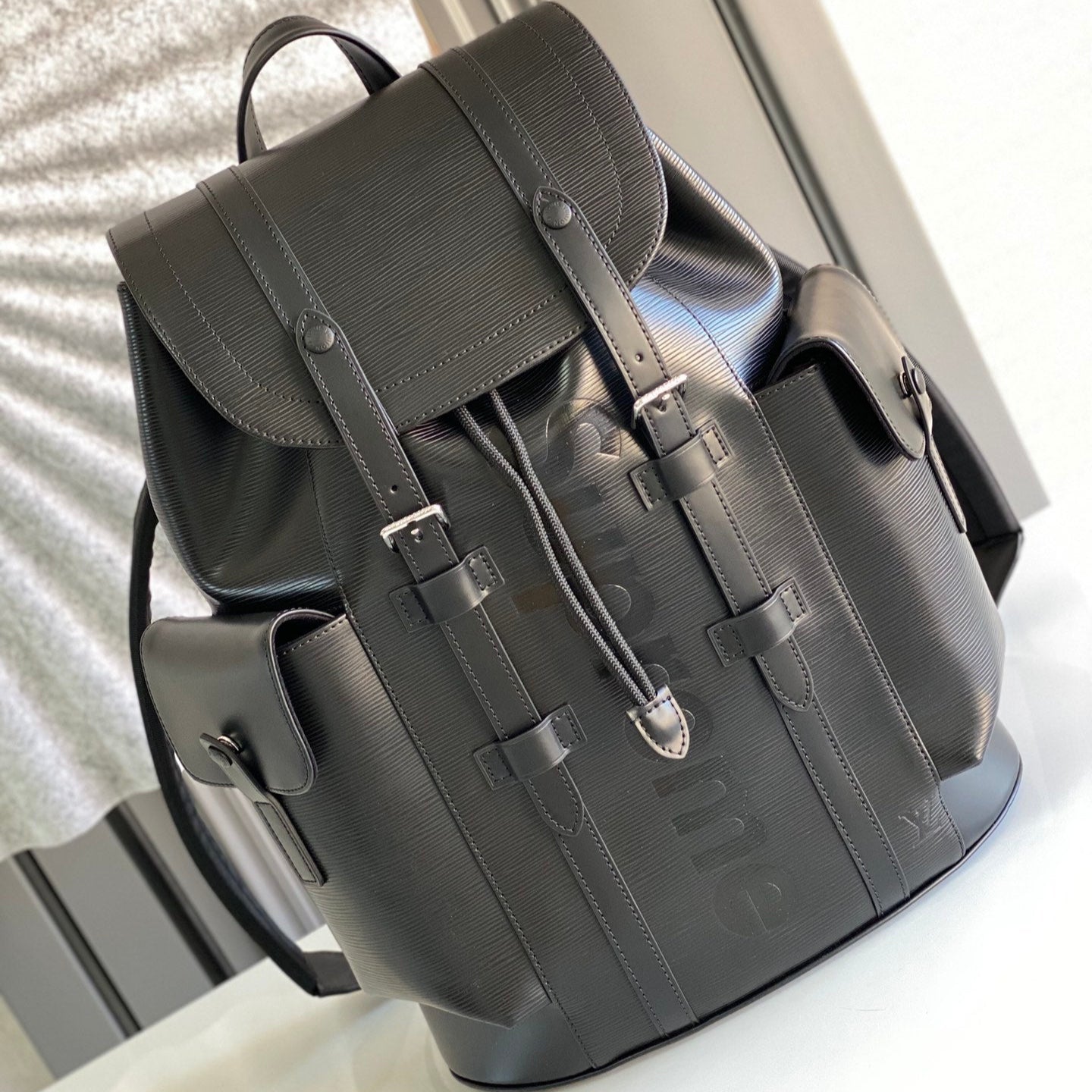 LV X SUPREME CHRISTOPHER SMALL BACKPACK 47 IN BLACK EPI CALFSKIN