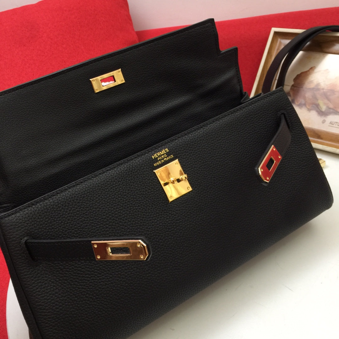 HM ショルダーバッグ 35 ブラック トーゴ ゴールド金具
