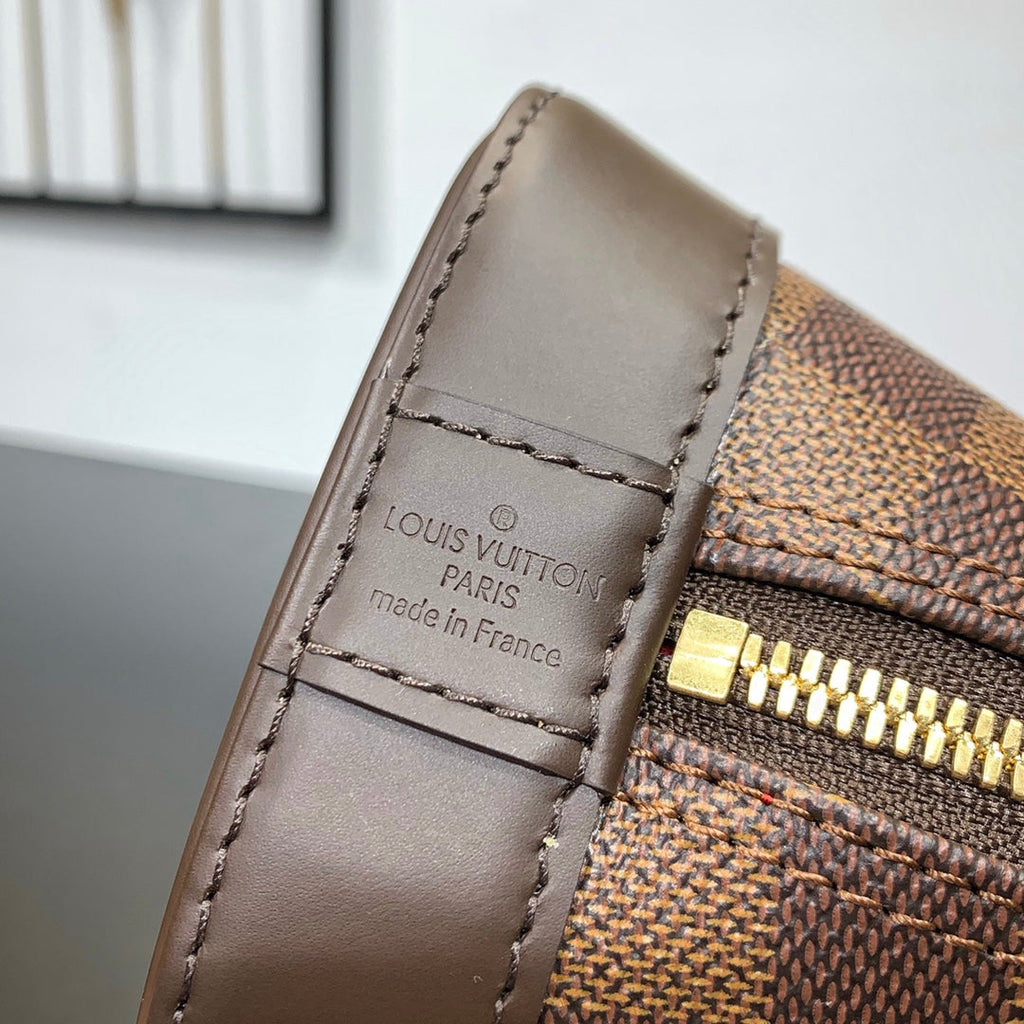 ALMA BB 23 TRESSÉE EN TOILE DAMIER EBENE MARRON BOUCLE OR