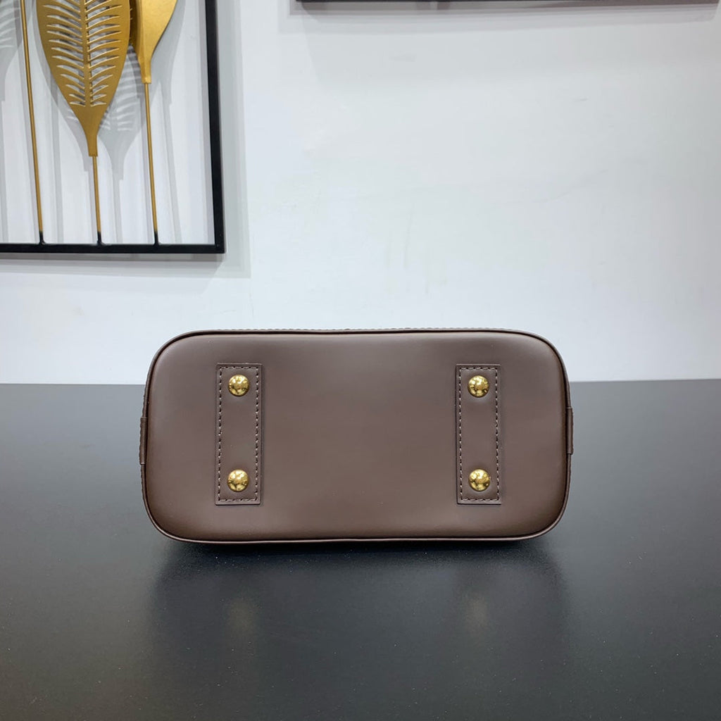 ALMA BB 23 TRESSÉE EN TOILE DAMIER EBENE MARRON BOUCLE OR