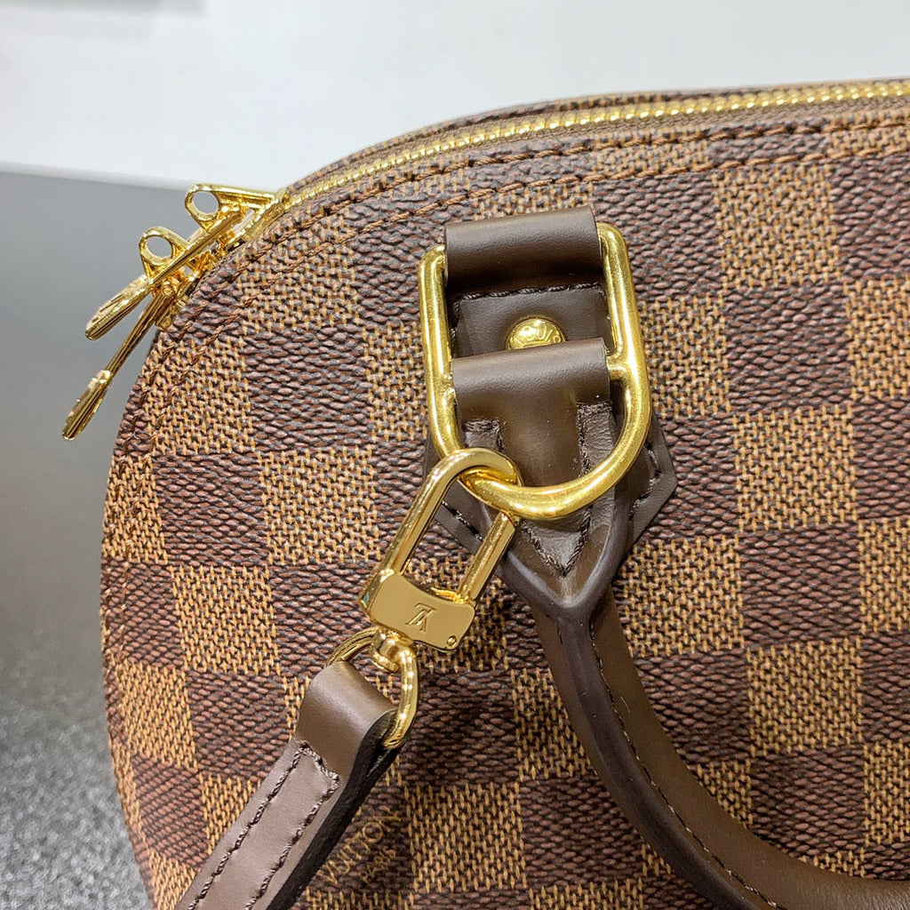 ALMA BB 23 TRESSÉE EN TOILE DAMIER EBENE MARRON BOUCLE OR