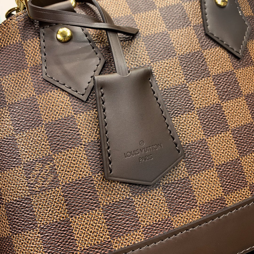 ALMA BB 23 TRESSÉE EN TOILE DAMIER EBENE MARRON BOUCLE OR