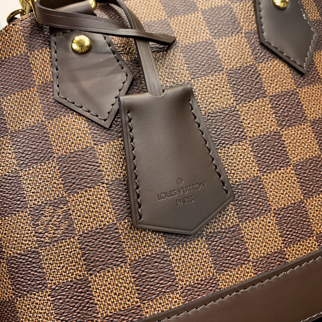 ALMA BB 23 TRESSÉE EN TOILE DAMIER EBENE MARRON BOUCLE OR