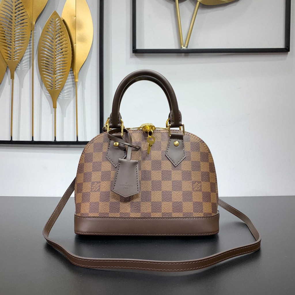 ALMA BB 23 TRESSÉE EN TOILE DAMIER EBENE MARRON BOUCLE OR