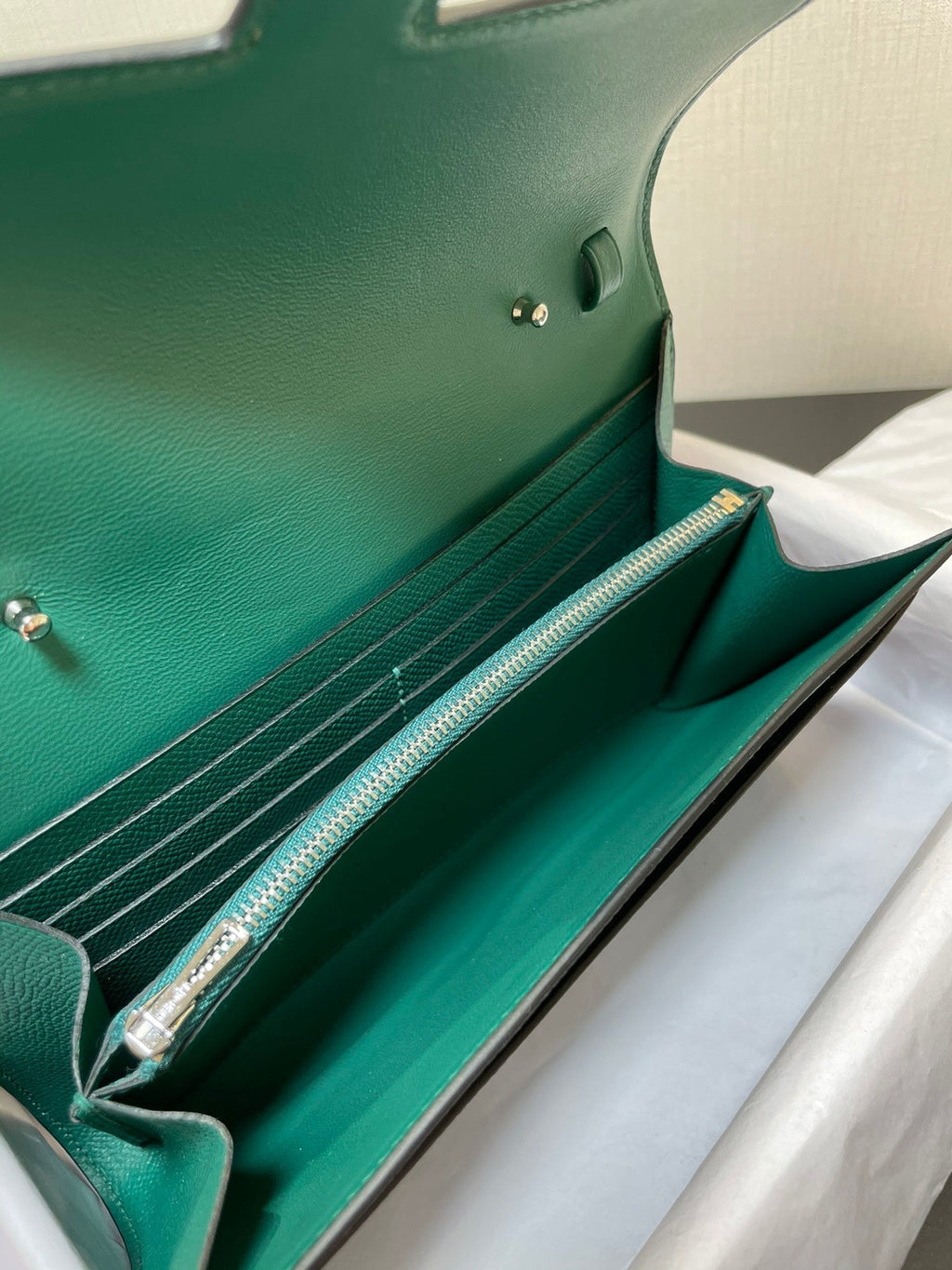 CONSTANCE TO GO 20.5 BLEU VERT EPSOM ARGENT QUINCAILLERIE