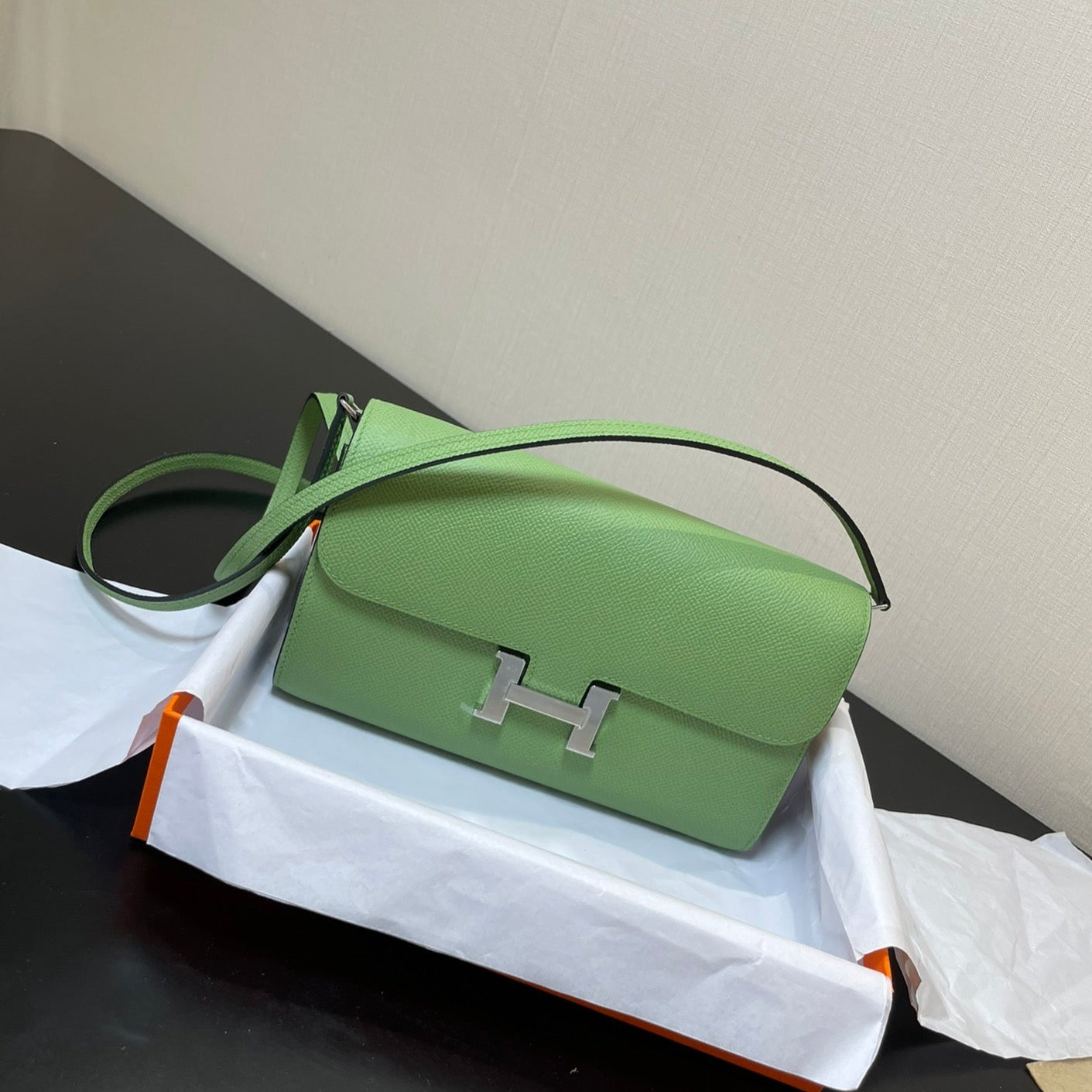 CONSTANCE GO 20.5 GREEN EPSOM SILVER HARDWARE