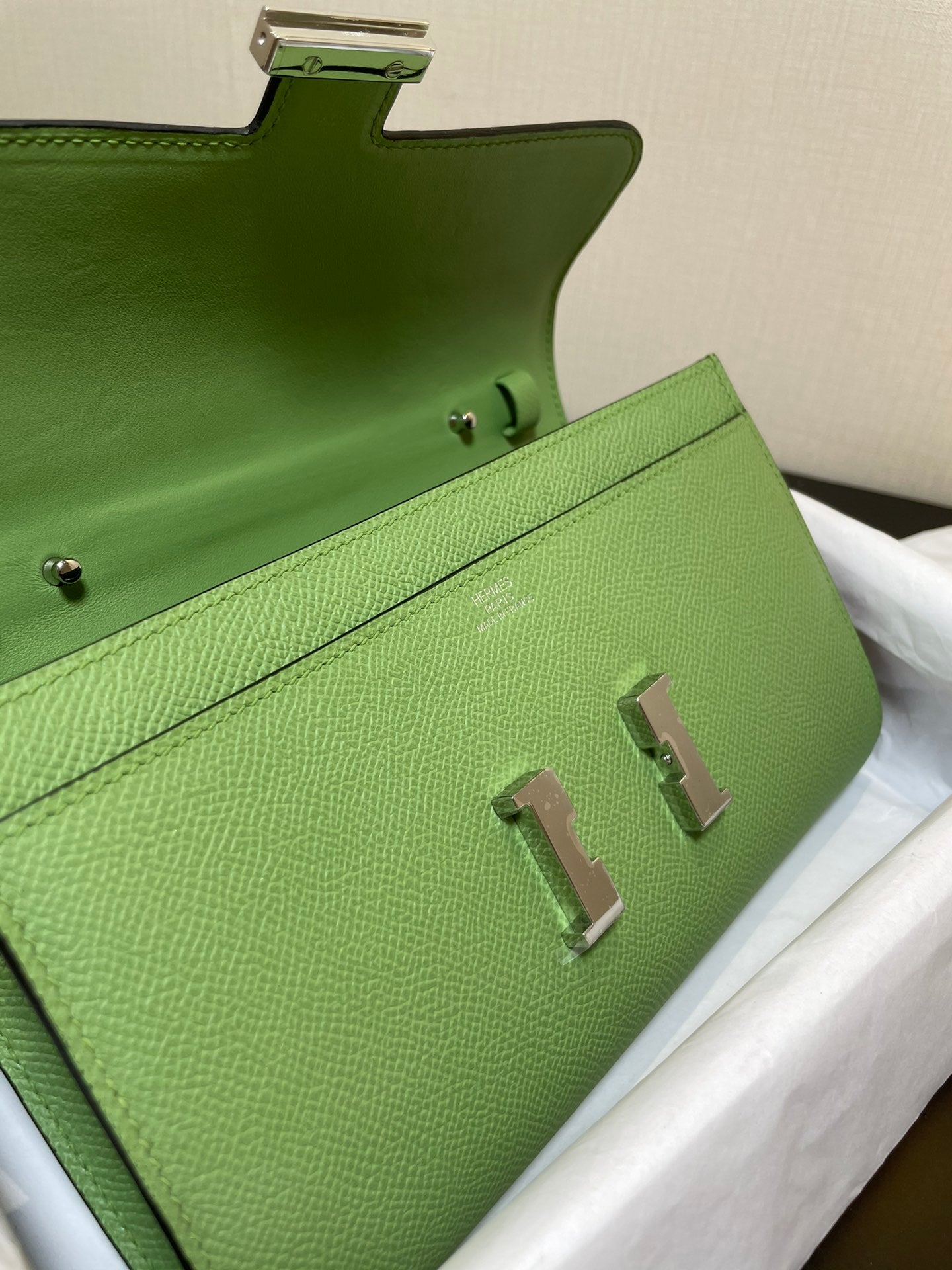 CONSTANCE GO 20.5 GREEN EPSOM SILVER HARDWARE
