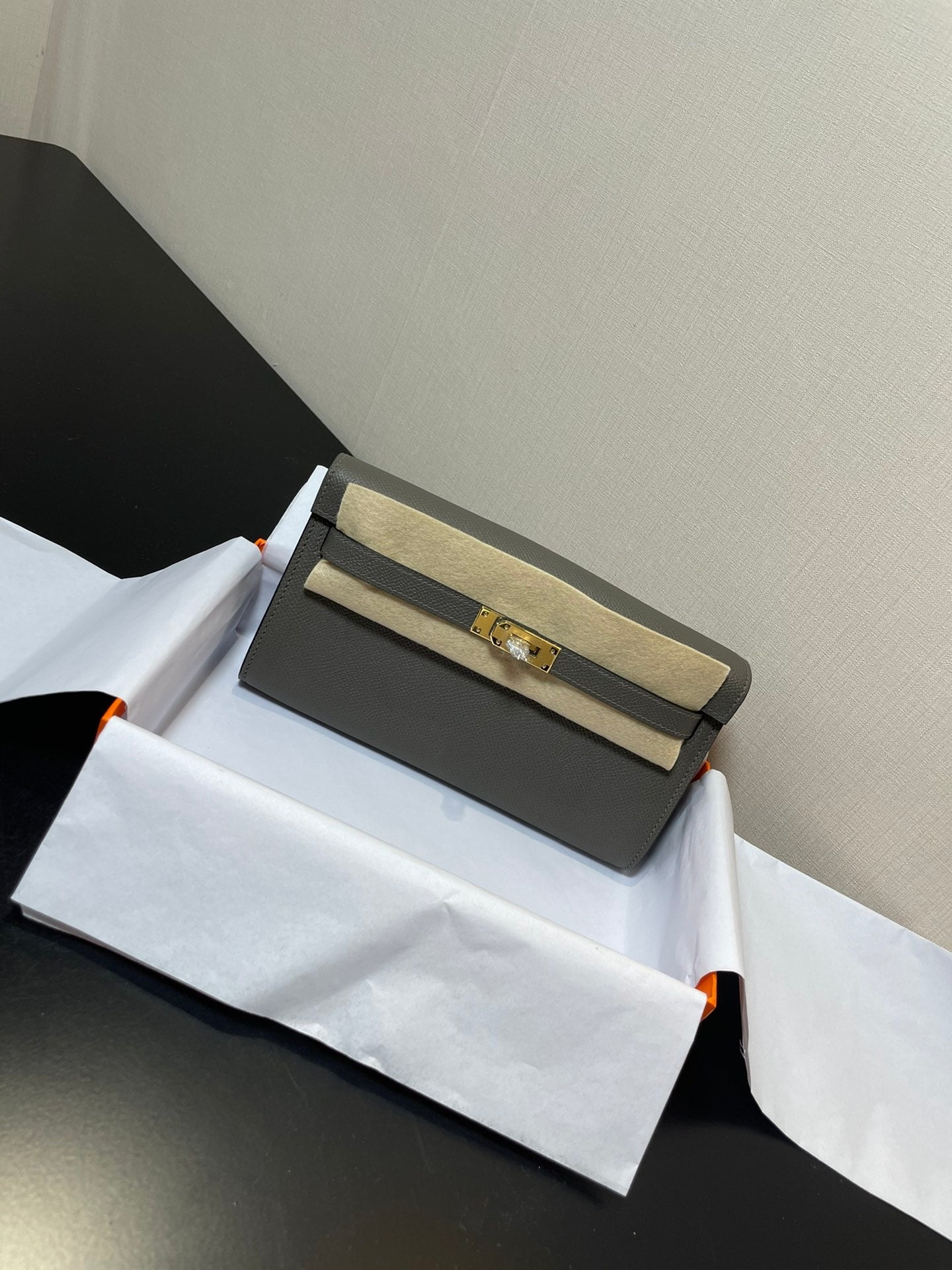 PORTEFEUILLE KELLY TO GO 20,5 ETAIN EPSOM GOLD HARDWARE