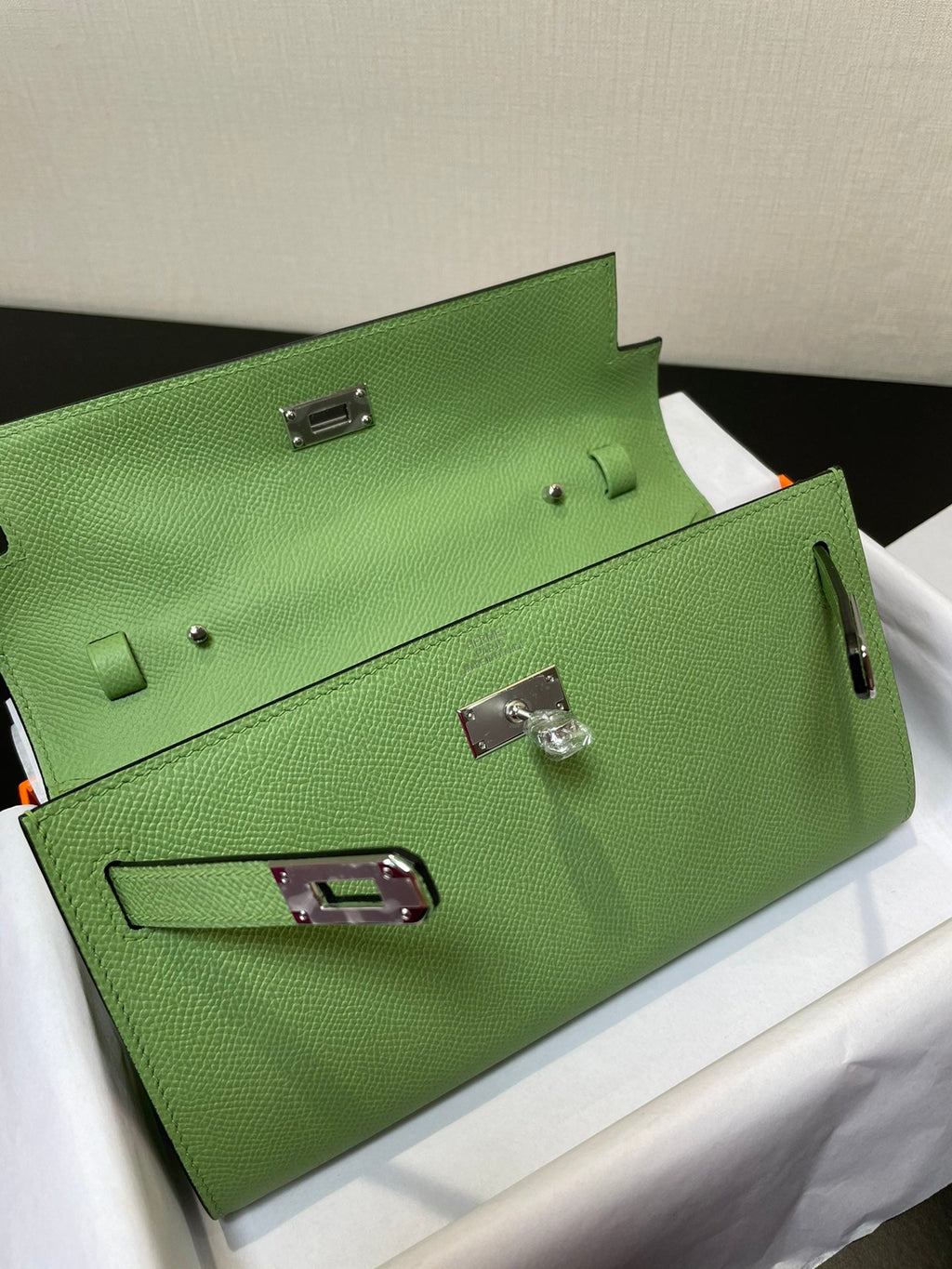 KELLY WOC 20,5 VERT EPSOM ARGENT QUINCAILLERIE