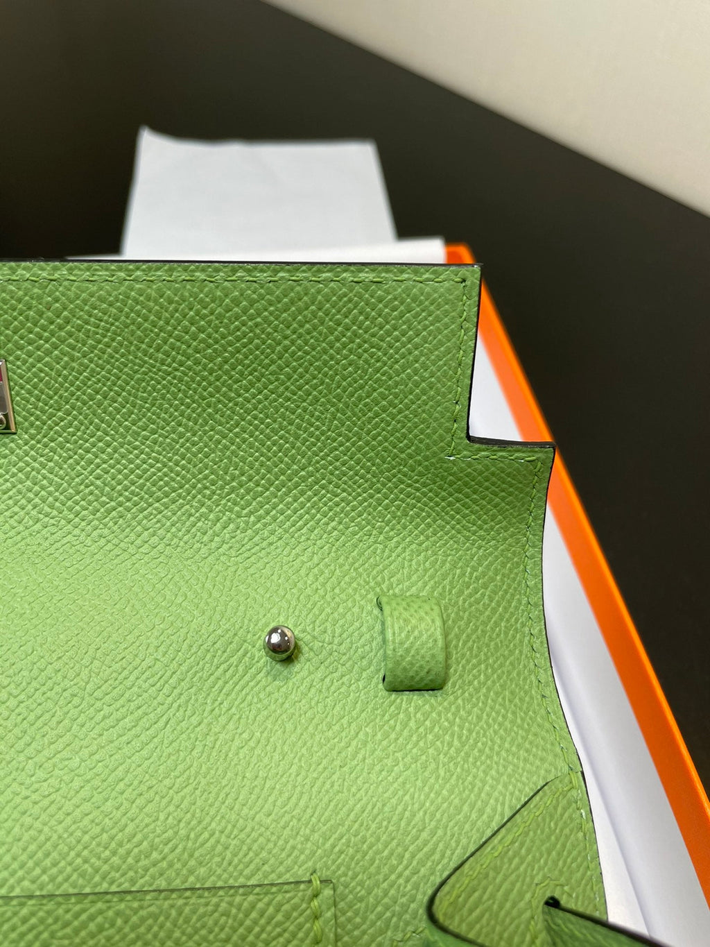 KELLY TO GO WALLET 20.5 GREEN EPSOM SILVER HARDWARE