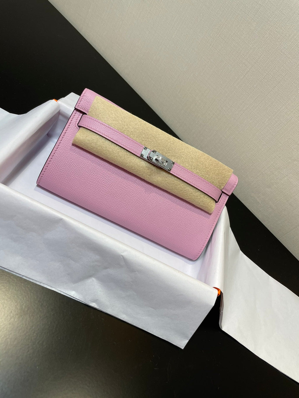 KELLY TO GO WALLET 20.5 LIGHT PINK EPSOM SILVER HARDWARE