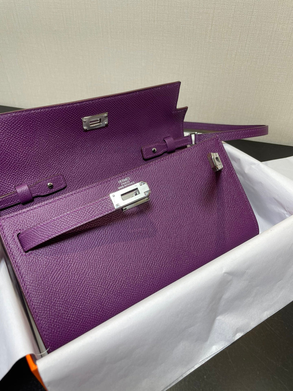 KELLY WOC 20,5 VIOLET EPSOM ARGENT QUINCAILLERIE