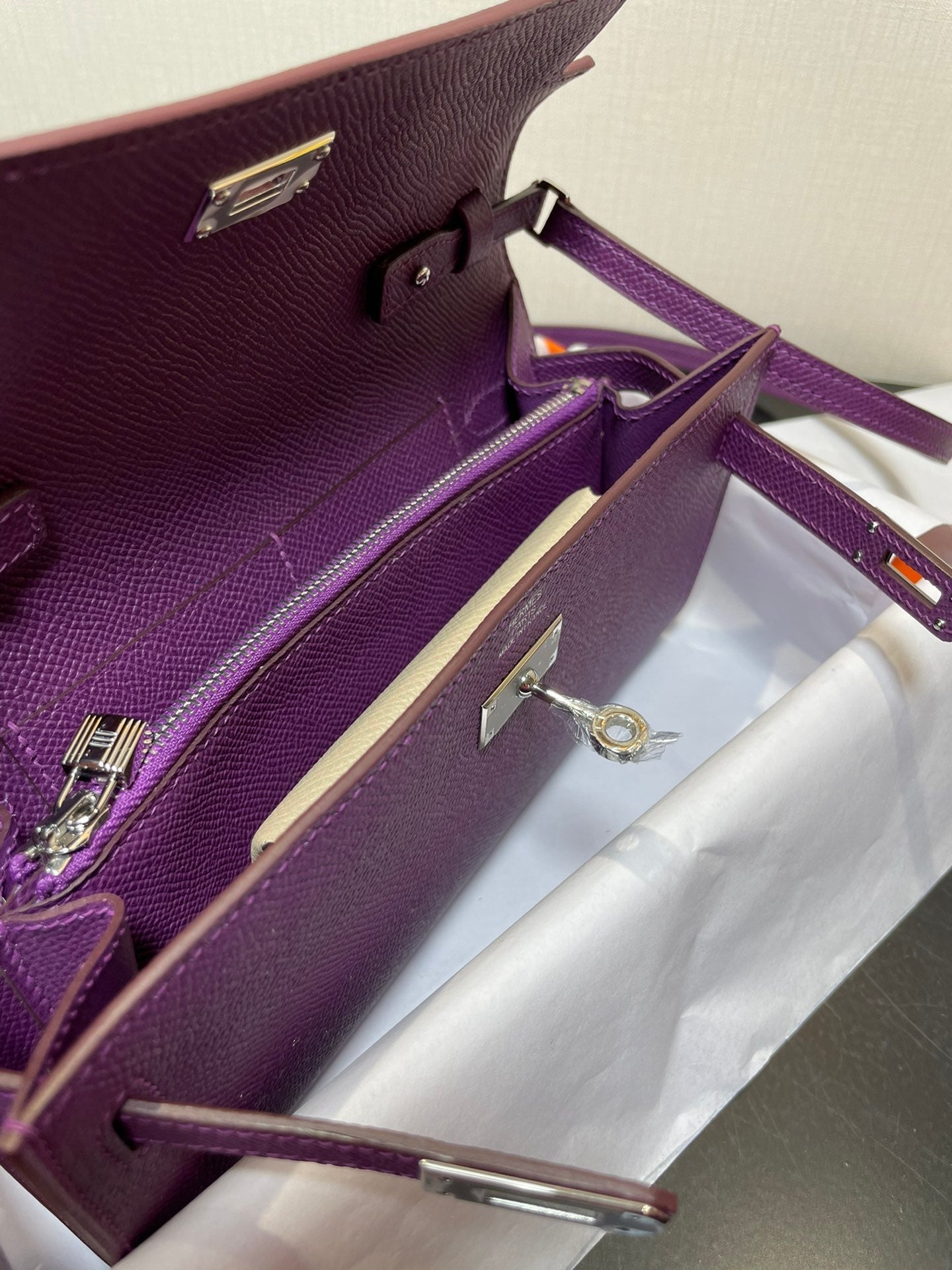 KELLY WOC 20,5 VIOLET EPSOM ARGENT QUINCAILLERIE