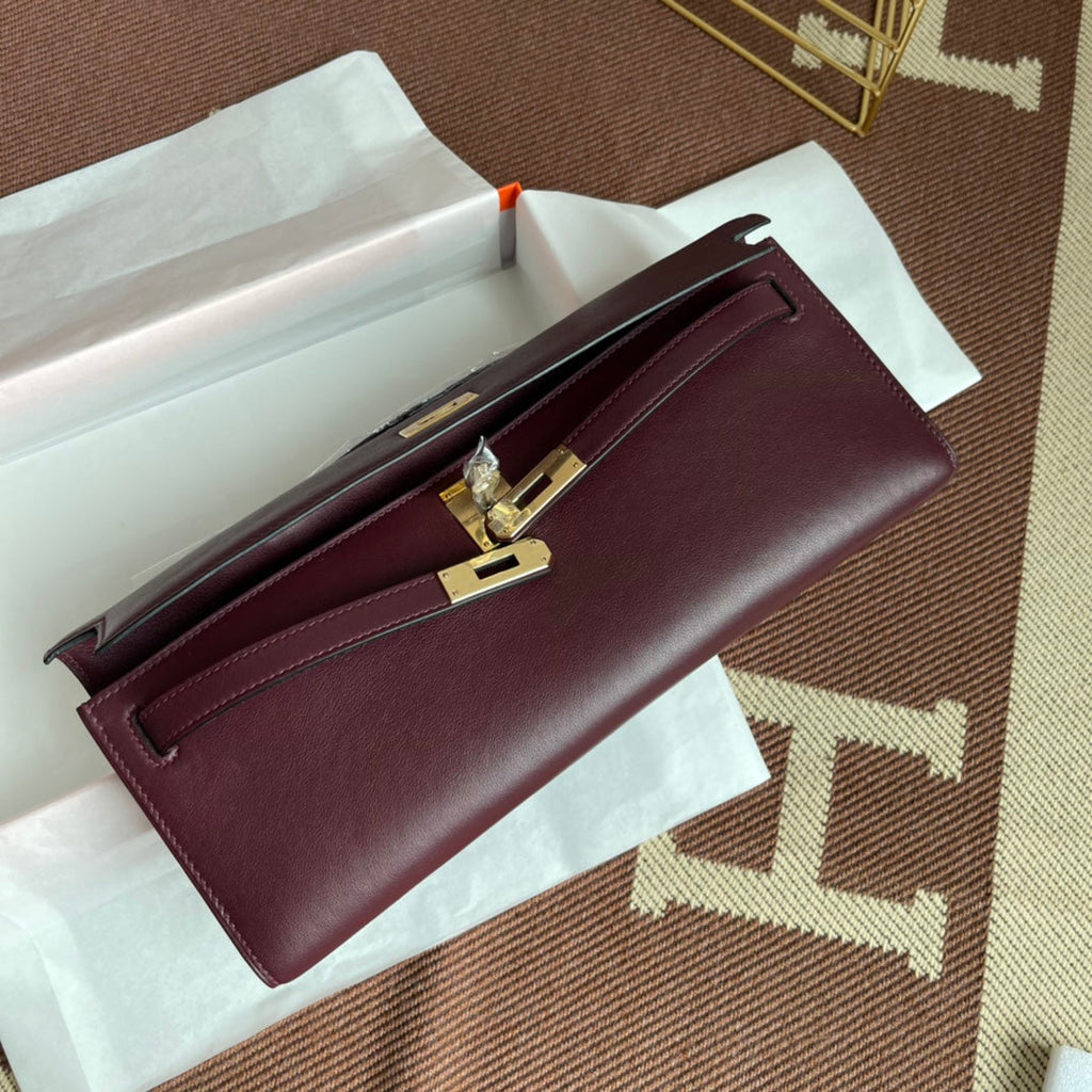 HM KELLY CUT 31CM MAROON SWIFT LEATHER GHW