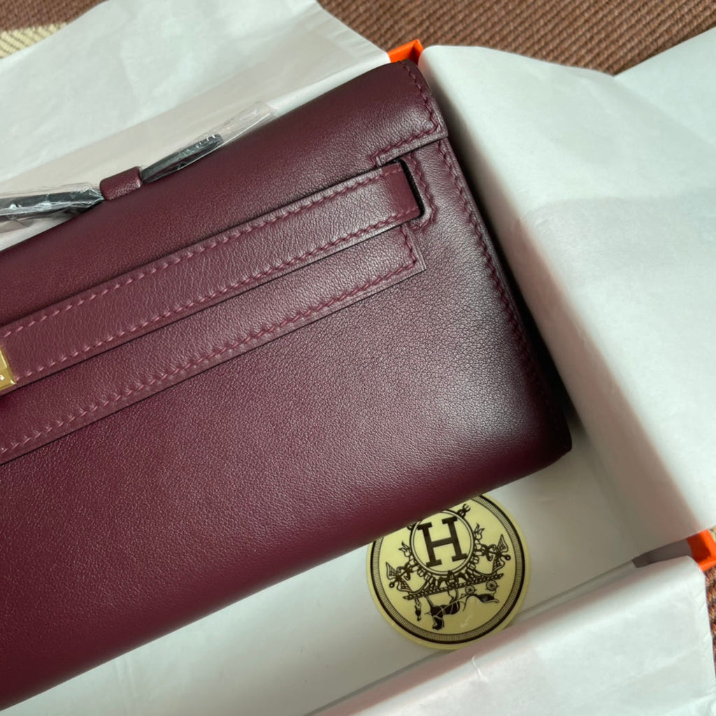 HM KELLY CUT 31CM MAROON SWIFT LEATHER GHW