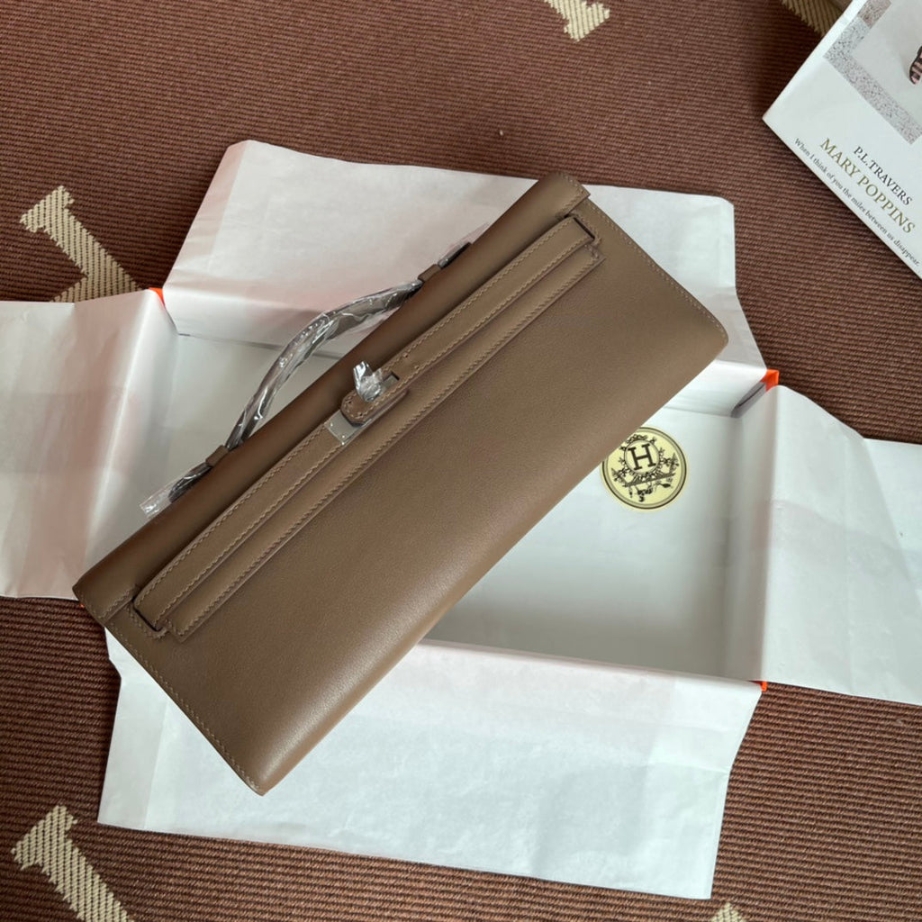 HM KELLY CUT 31CM BROWN SWIFT LEATHER SHW