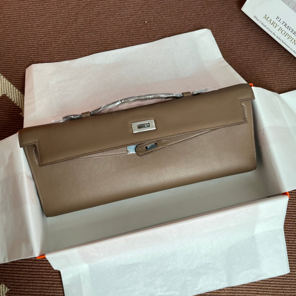 HM KELLY CUT 31CM BROWN SWIFT LEATHER SHW