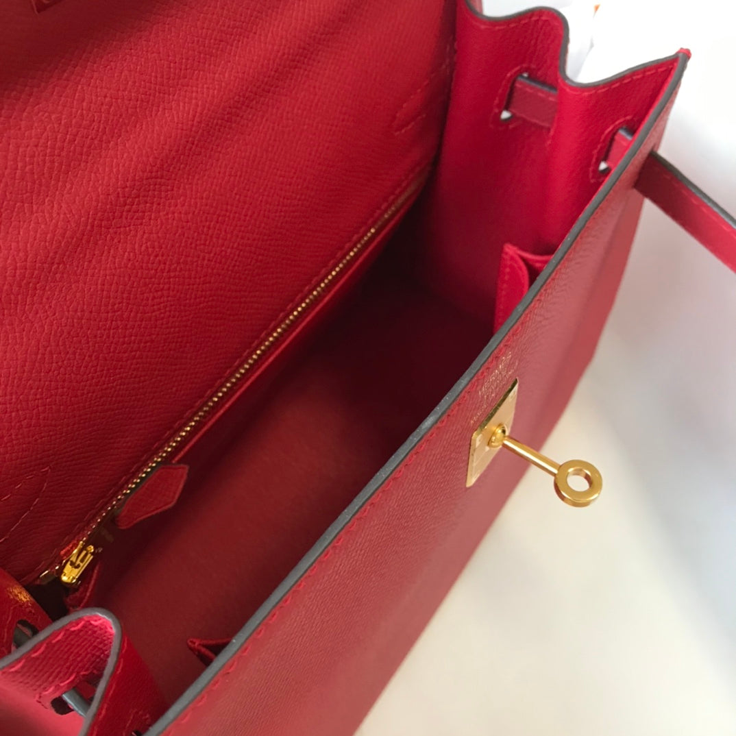 HM ケリー 32cm ダークレッド エプソムレザー ゴールド金具