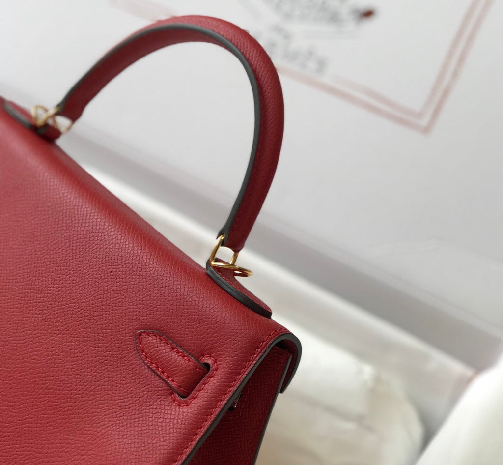 HM ケリー 32cm ダークレッド エプソムレザー ゴールド金具