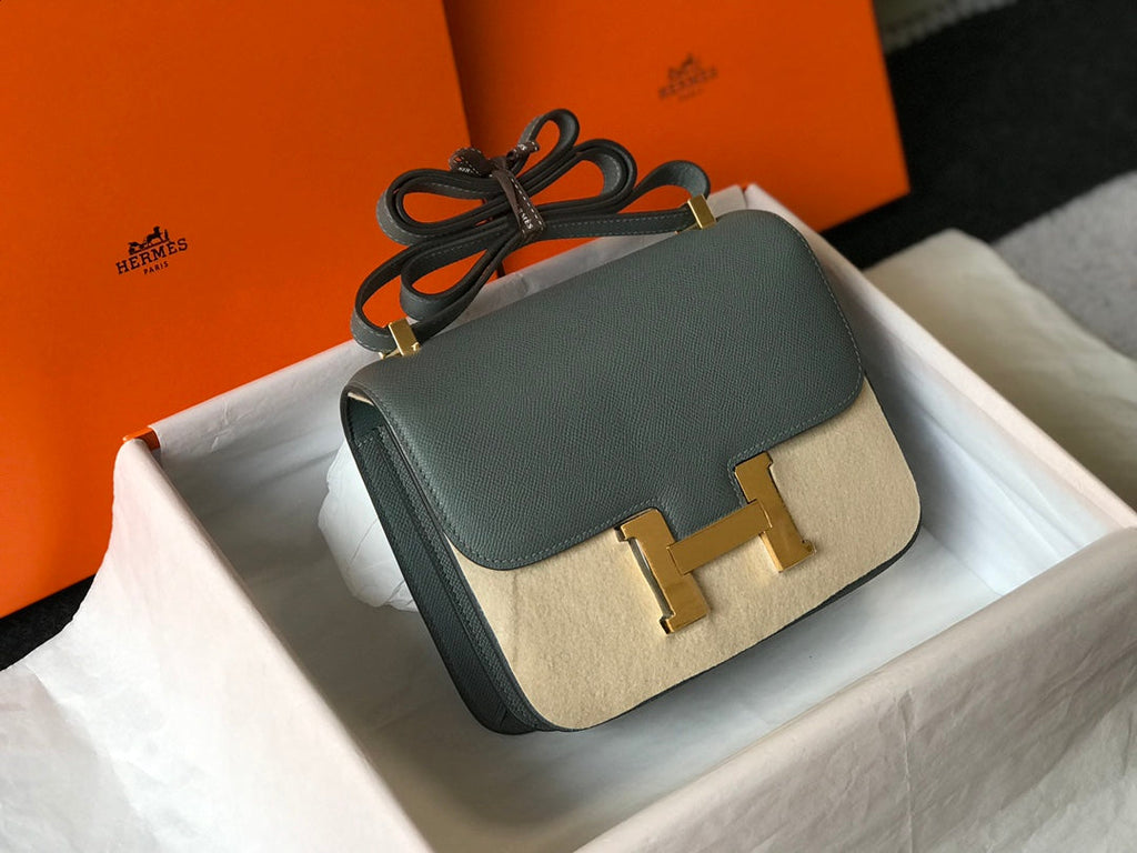 CONSTANCE 24 BLEU ORANGE CUIR EPSOM QUINCAILLERIE OR