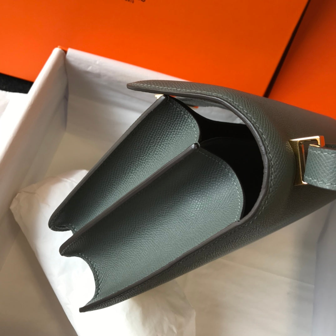 CONSTANCE 24 BLEU ORANGE CUIR EPSOM QUINCAILLERIE OR