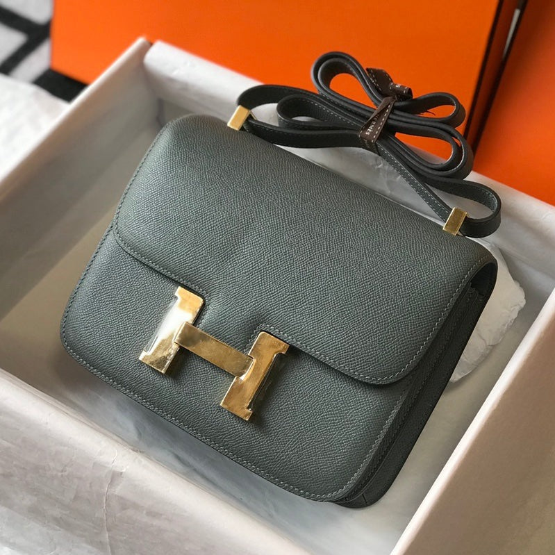 CONSTANCE 24 BLEU ORANGE CUIR EPSOM QUINCAILLERIE OR