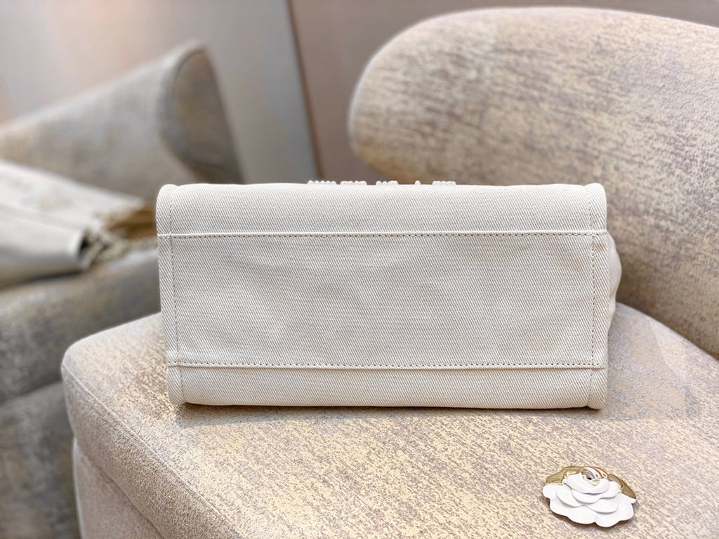 SAC CABAS CC DEAUVILLE EN TOILE BLANCHE LOGO MOP