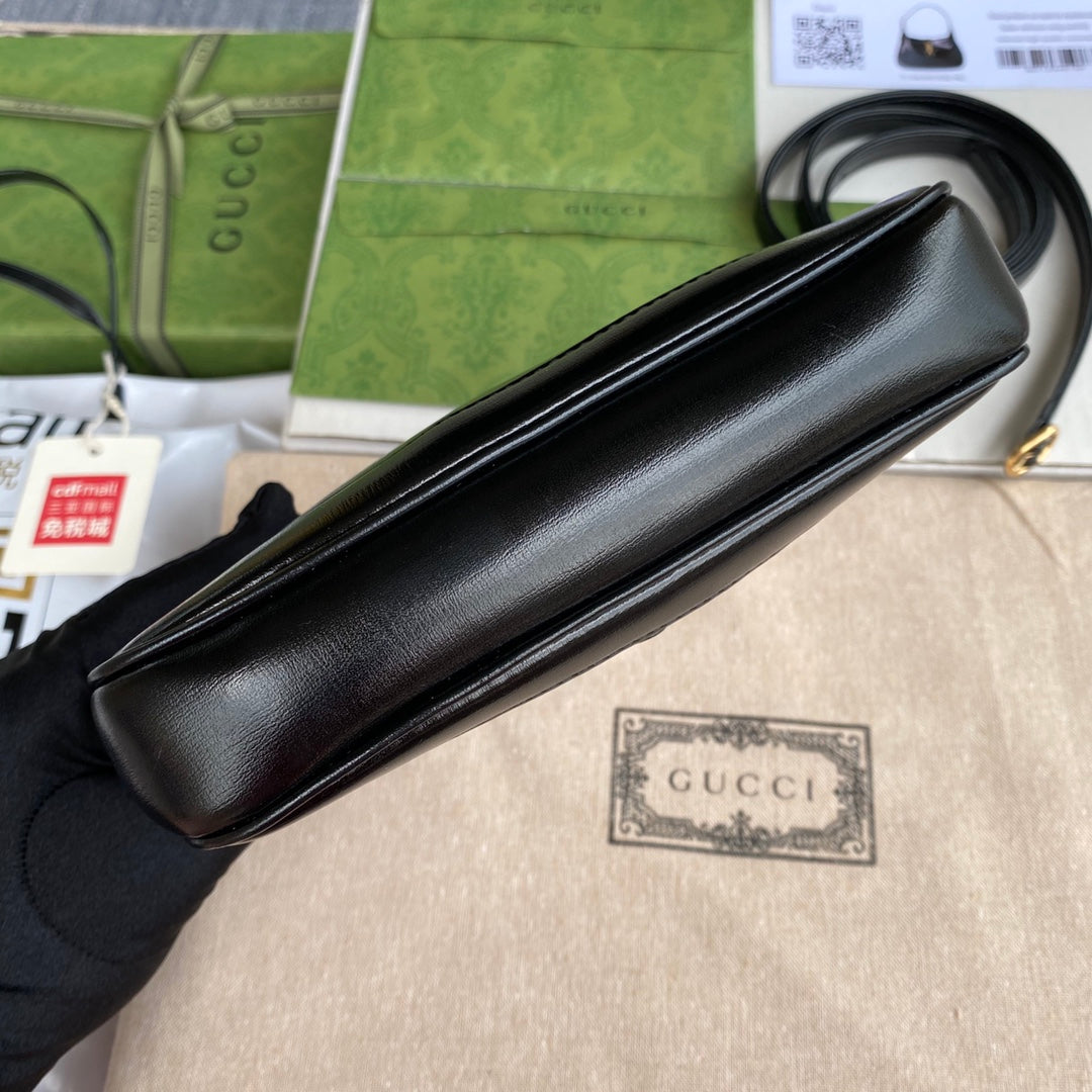GG JACKIE MINI 19CM EN CUIR DE VEAU NOIR