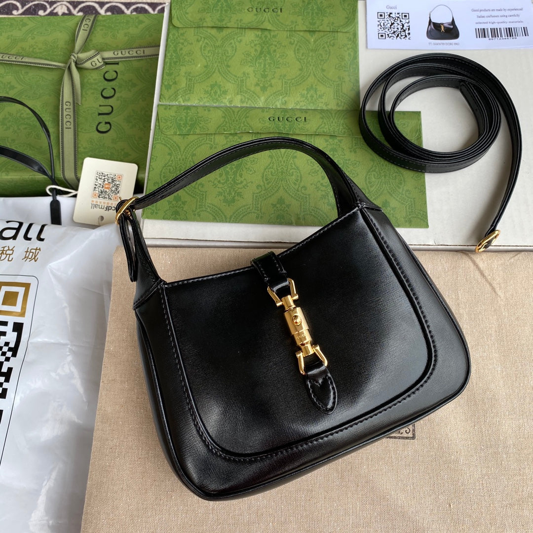 GG JACKIE MINI 19CM EN CUIR DE VEAU NOIR